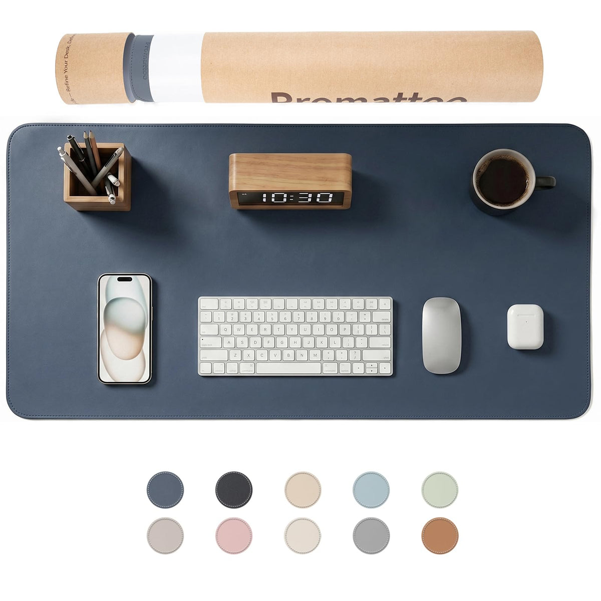 PROMATTOO Large Desk Pad Non-Slip Desk Mat Protector for Keyboard Mouse Waterproof Vegan Leather