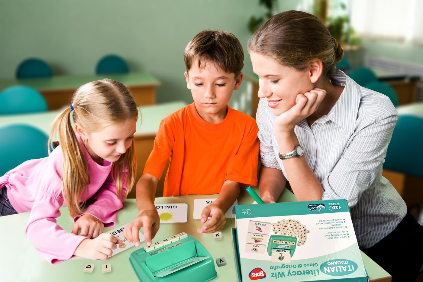 BOHS Italian Flash Cards for Kids, 60-Card Spelling and Language Game