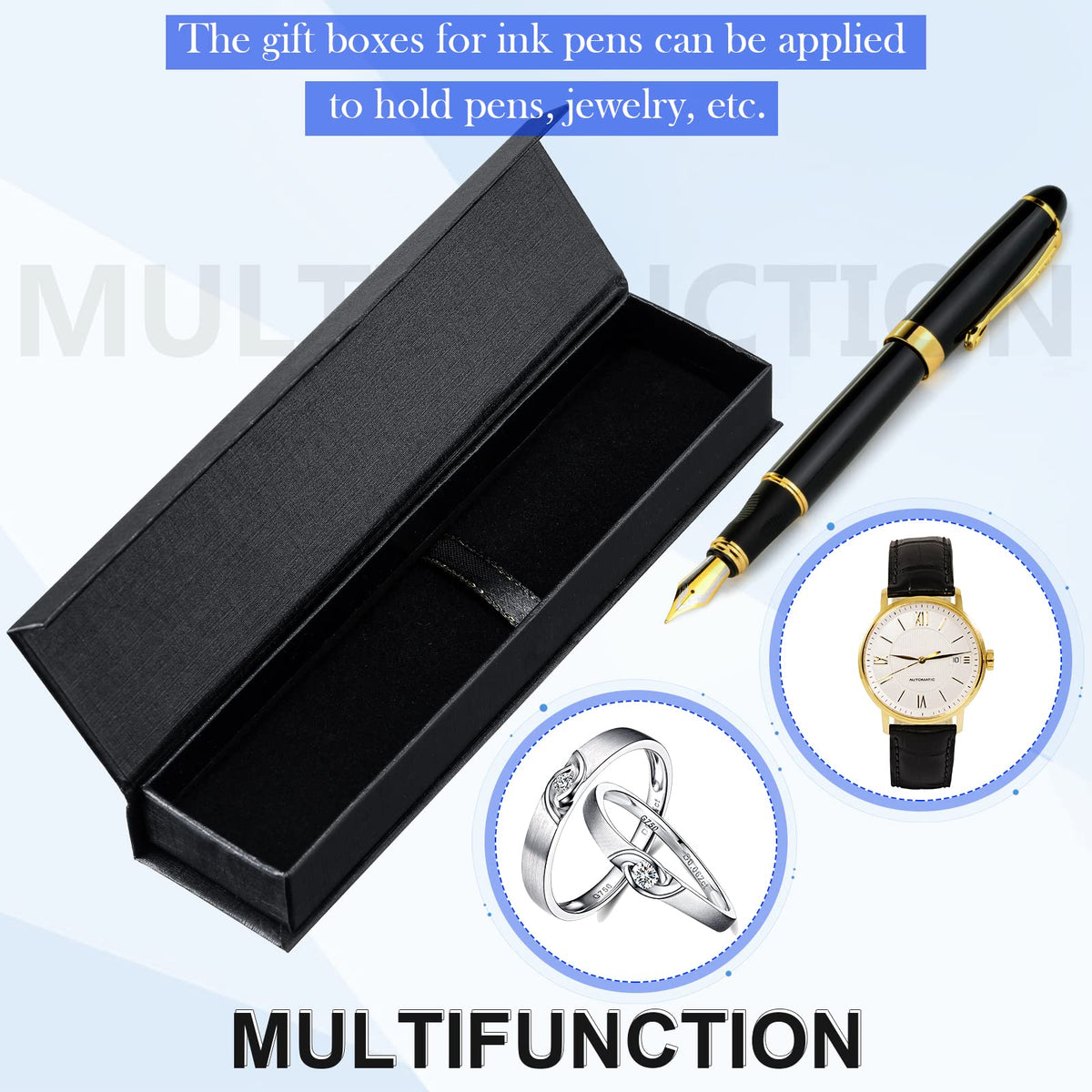 Gersoniel 18 Pcs Pen Gift Box Empty Black Cardboard Pen Case with Cushion