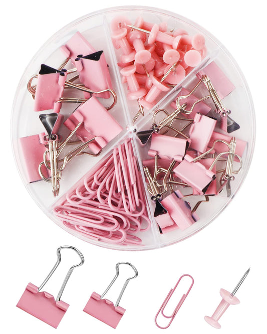 Creechwa Paper Clips Binder Push Pin Set, Assorted Sized Binder Clips