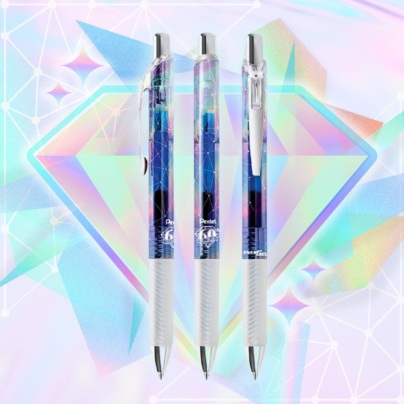 Pentel EnerGel Expressions, 60th Anniversary Limited Edition Pack, ICE Liquid Gel Pens, (0.7mm)