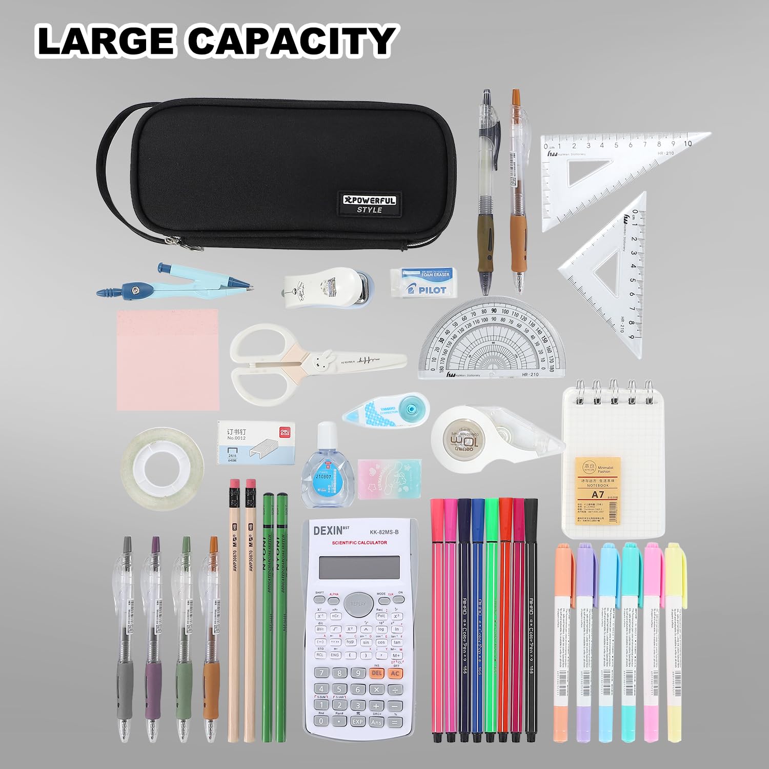 Large Pencil Case for Boys Teens Kids School Pencil Bag with Zipper Black