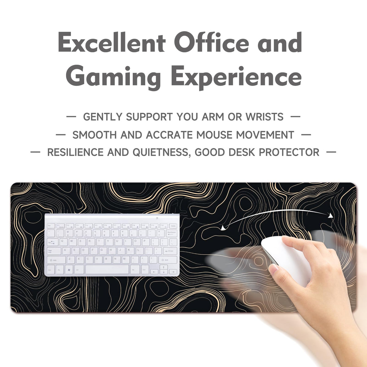 Desk Mat Mouse Pad Gaming Desk Pad XL Large Mouse Mat Office Decor Accessories (Black Gold Terrain)