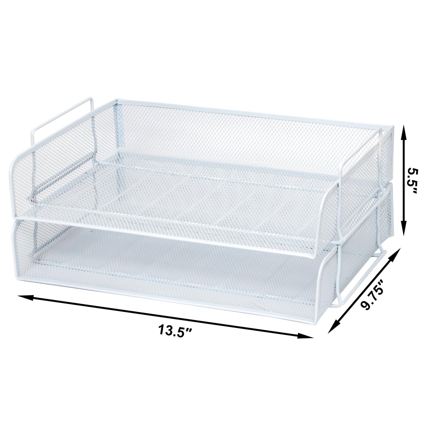 EASEPRES 2 Pack Stackable Desk Paper Tray, Metal Mesh Desktop Document Letter File Organizer for