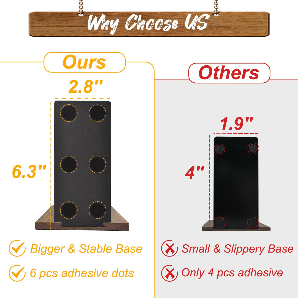 VIVTOB Book Ends, Black Walnut Wooden Bookends for Shelves - Heavy Duty Non-Slip Book Organizers