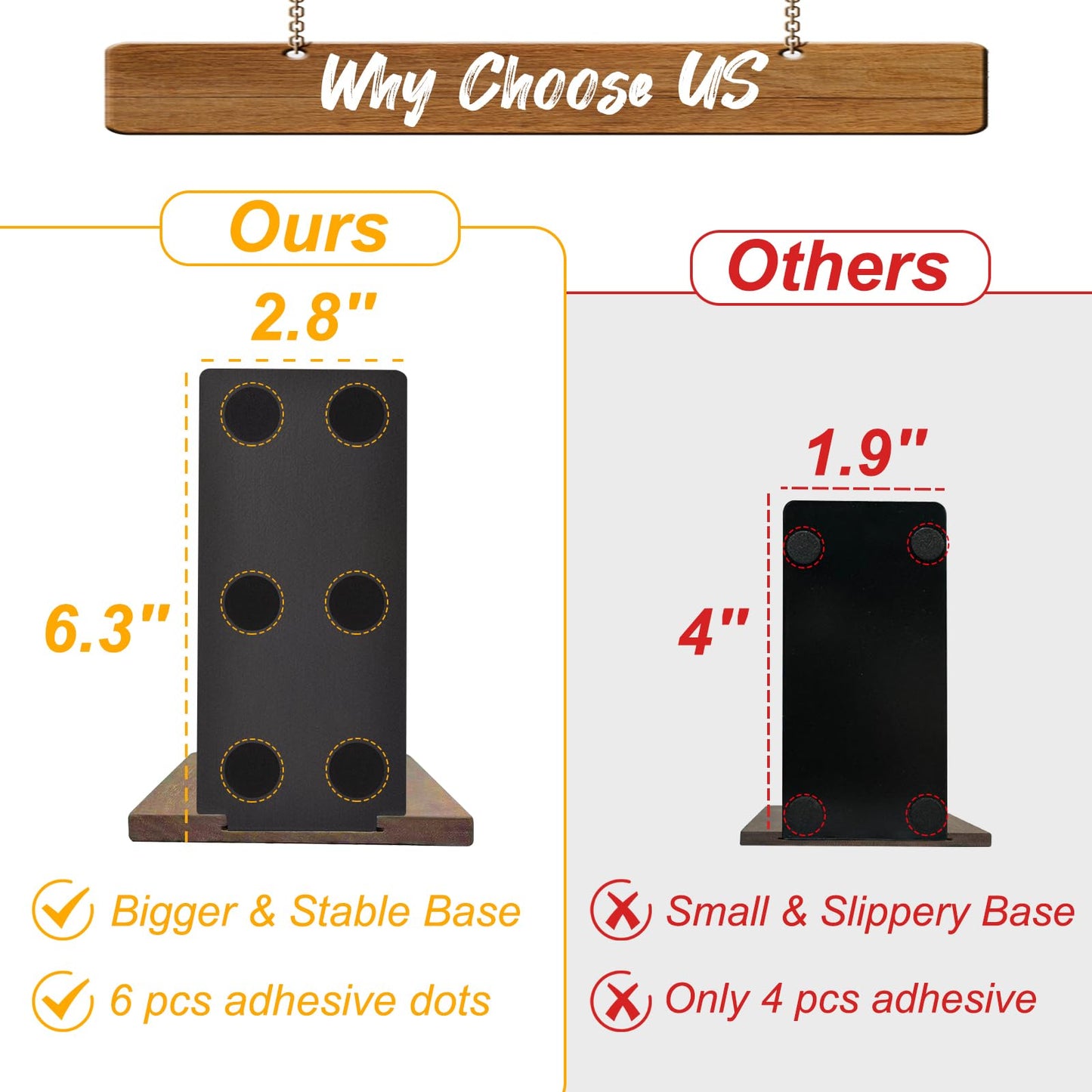 VIVTOB Book Ends, Black Walnut Wooden Bookends for Shelves - Heavy Duty Non-Slip Book Organizers