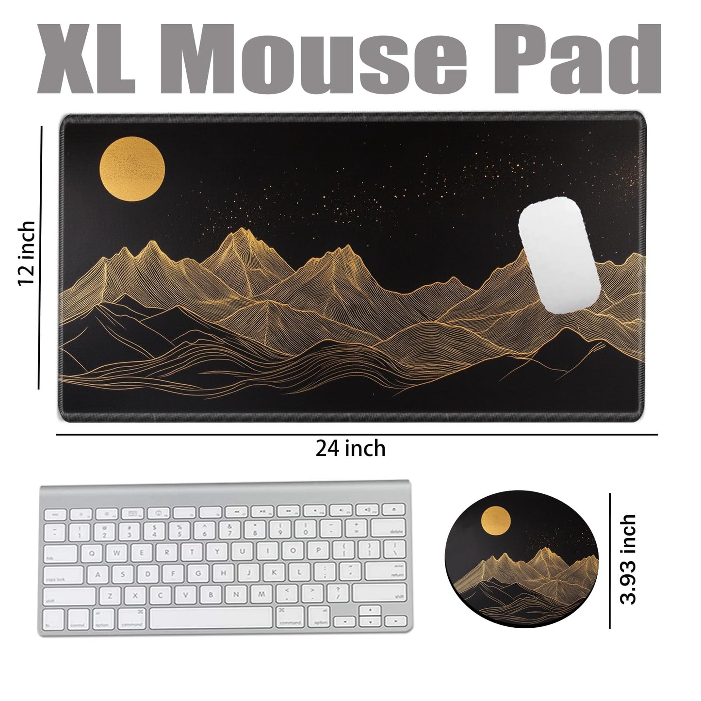 Gaming Mouse Pad 24x12 Desk Mat Gold Mountain Mousepad XL Desk Pad Long Computer Mat Large Mouse