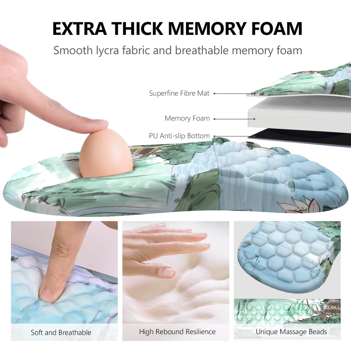 Laokiiy Ergonomic Mouse Pad Wrist Rest, 2 in 1 Keyboard Pad for Office