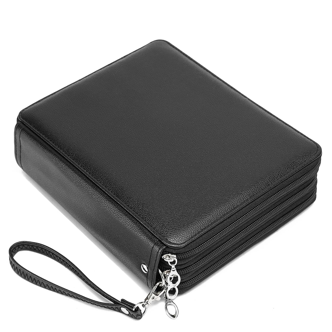 YOUNGCOL Deluxe PU Leather Colored Pencil Case - 120 Slots Pencil Holder with Handle Strap Large