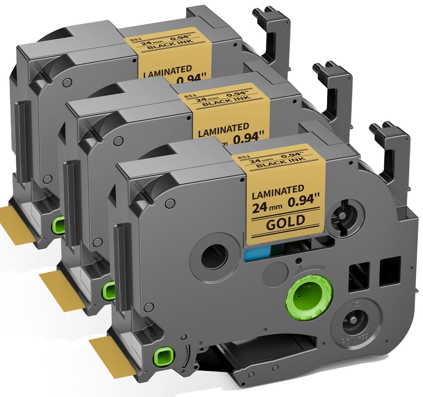 24mm 0.94" Label Tape Compatible with Brother P-Touch TZe-851 Black on Gold