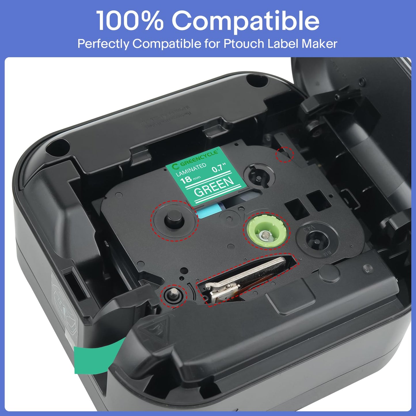 GREENCYCLE Compatible for Brother P-Touch Label Tape TZe-745 18mm 0.7" Laminated Green TZe745