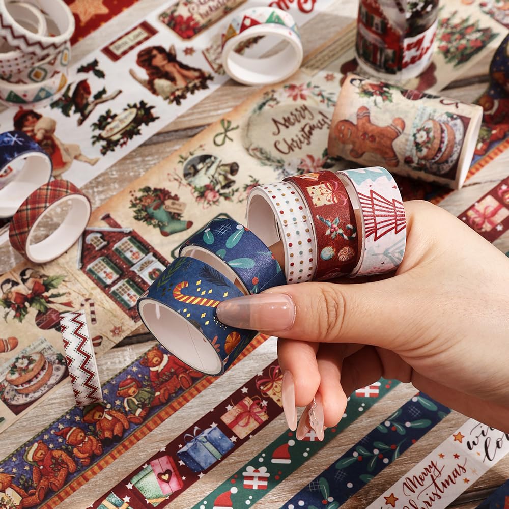 icceemee Christmas Theme Washi Tape Set, 20 Rolls Christmas Theme Washi TapeWritable Decorative