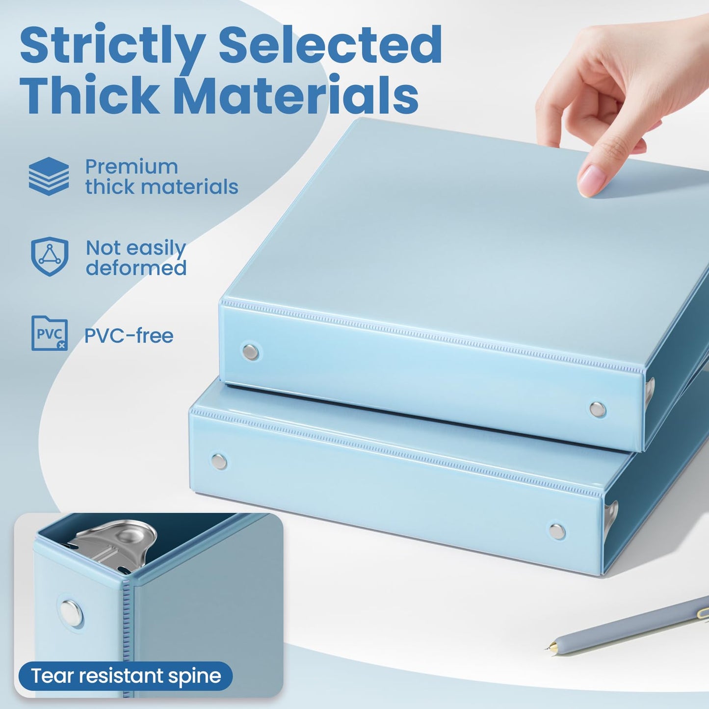 SUNEE 3 Ring Binder 1.5 Inch 1 Pack, Clear View Binder Three Ring PVC-Free (Fit 8.5x11 Inches) for