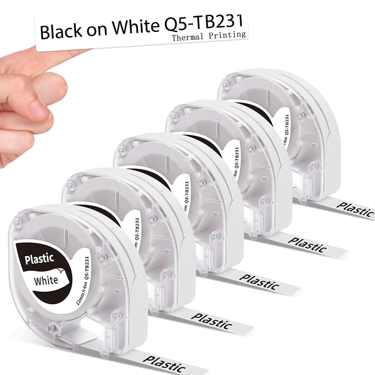 Goknu 5 Pack P12 Label Tape Compatible with Dymo Label Maker Refills