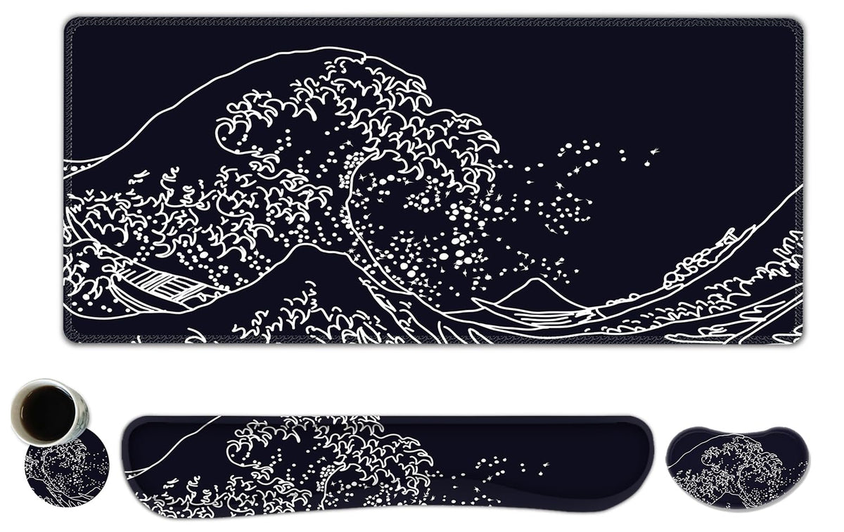 ToLuLu Extended Gaming Mouse Pad, Memory Foam Ergonomic Keyboard Mouse Wrist Rest Support Set