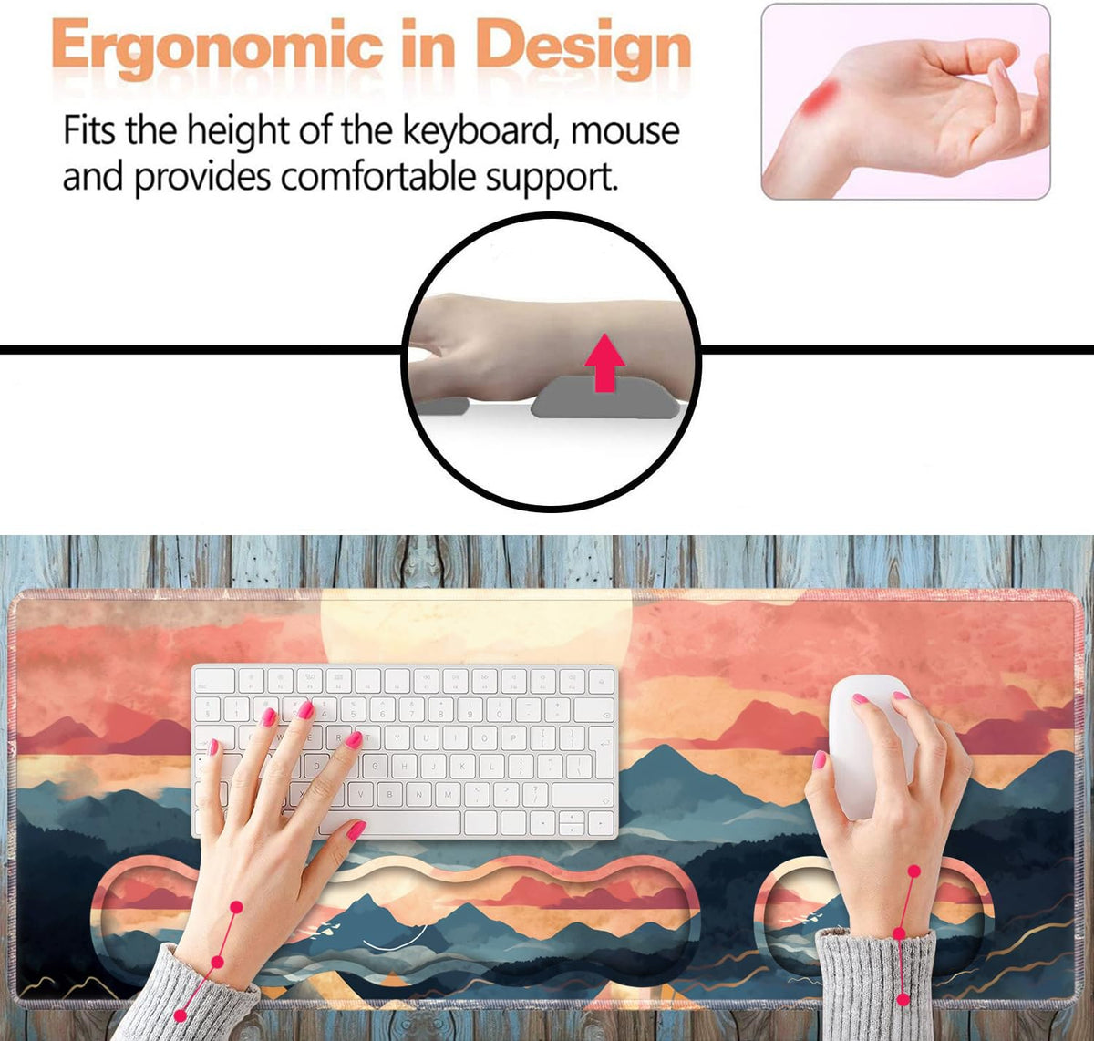 Ergonomic Keyboard Wrist Rest and Mouse Pad Wrist Rest Set, Large XXL Gaming Mousepad 31.5"x 11.8"