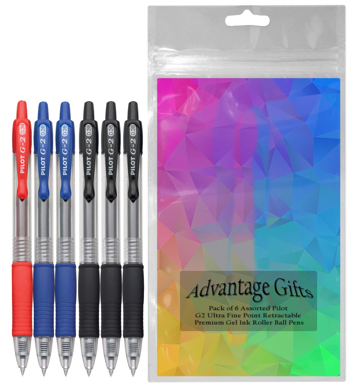 Advantage Gifts G2 Retractable Premium Gel Ink Roller Ball Pens Ultra Fine Point (.38mm)