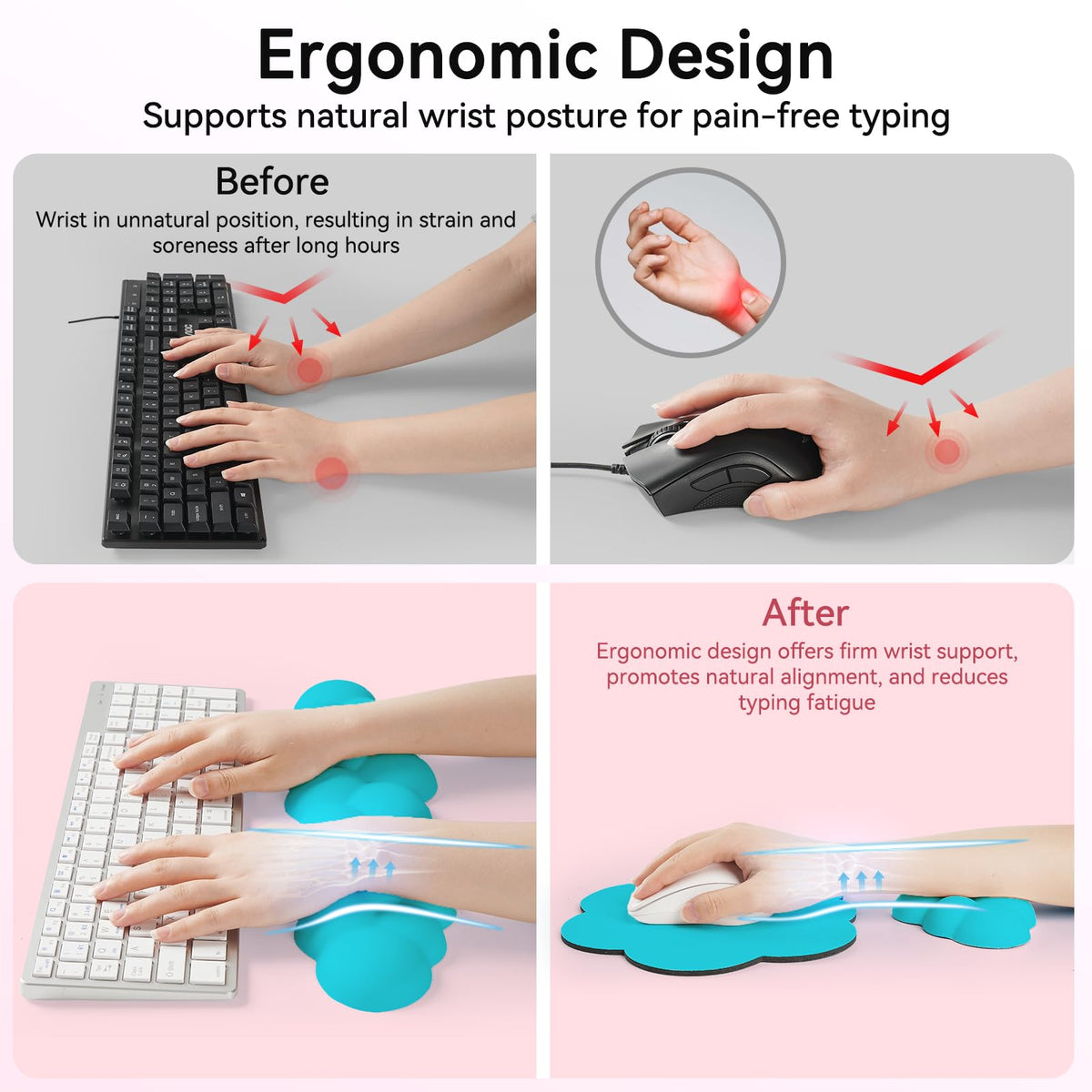 Sushret Cloud Wrist Rest for Computer Keyboard and Mouse Pad Set,Scuba Blue