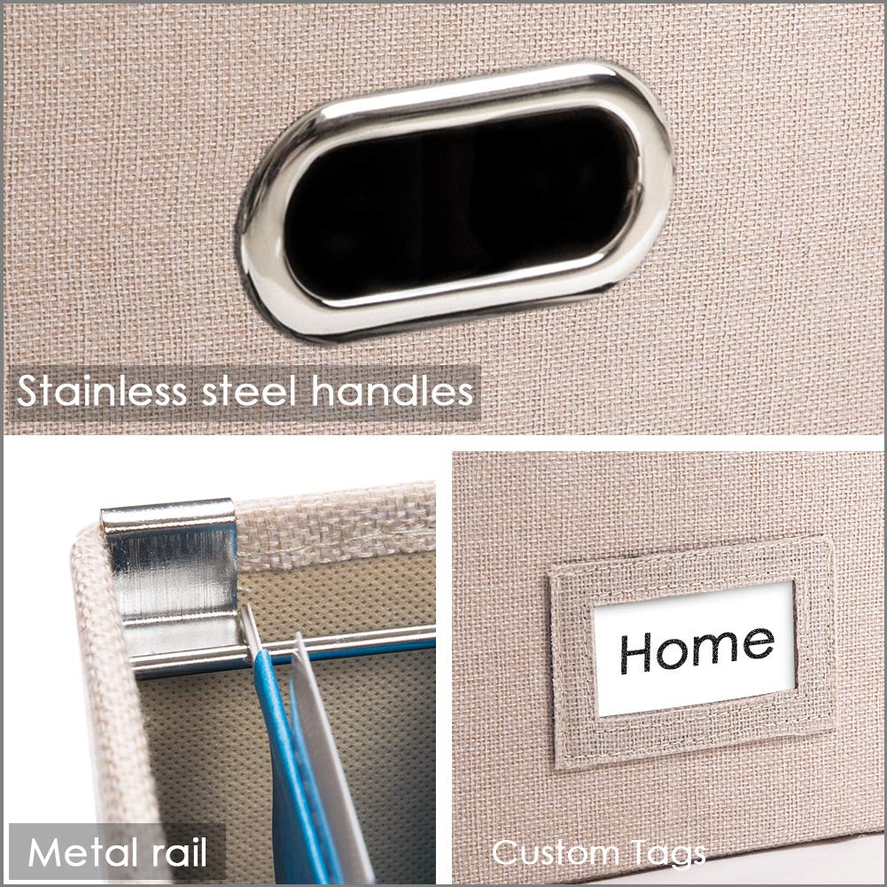 PRANDOM File Organizer Box - Set of 4 Collapsible Decorative Linen Filing Storage Hanging File