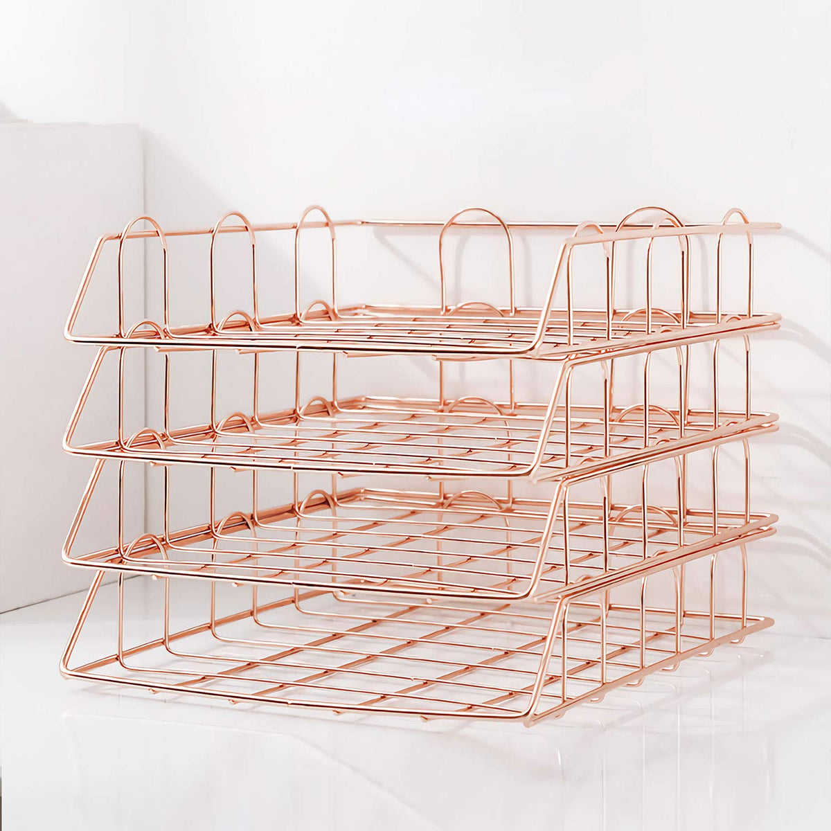 Rose 4-Tier Stackable Paper Tray Desk Organizer