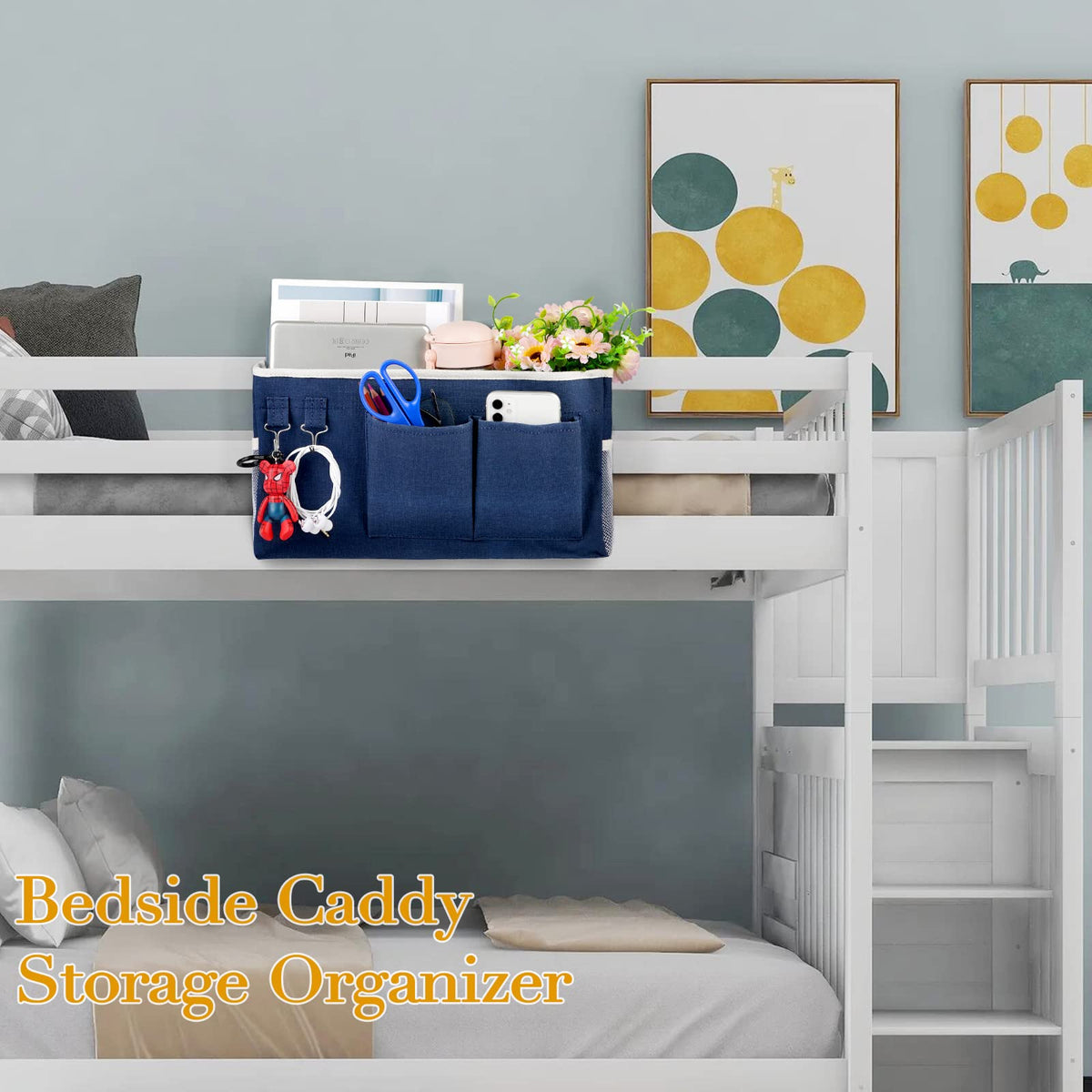 Ozzptuu Bedside Caddy Bedside Storage Bag for Headboards/Bunk Bed