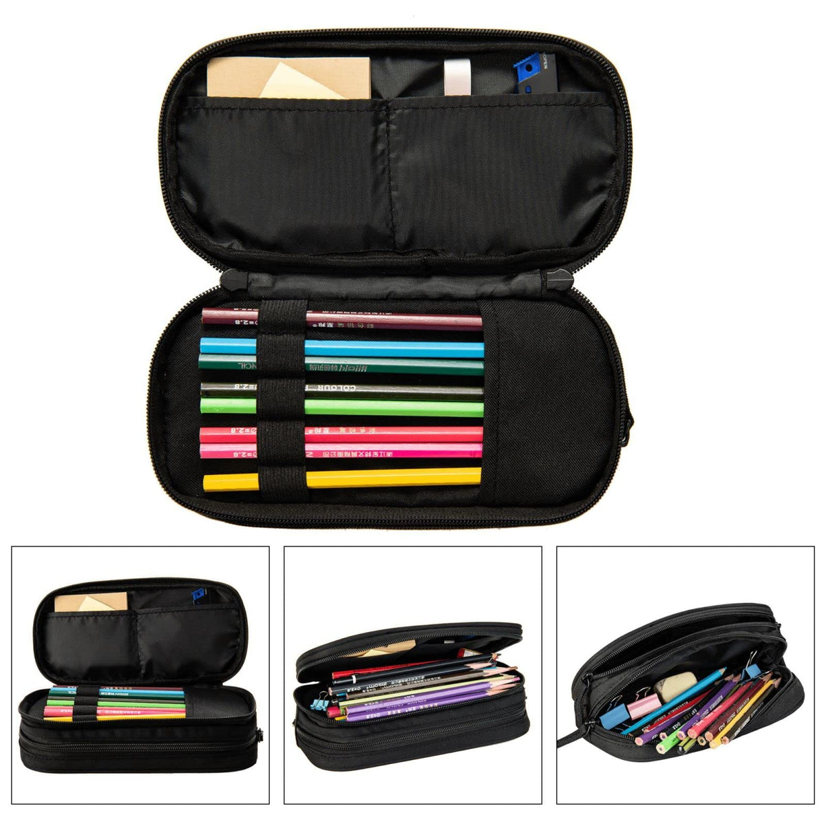 Basketball Pencil Case for Sports Boys Girls, High Capacity Cool Black Pencil Pouch with Zippers