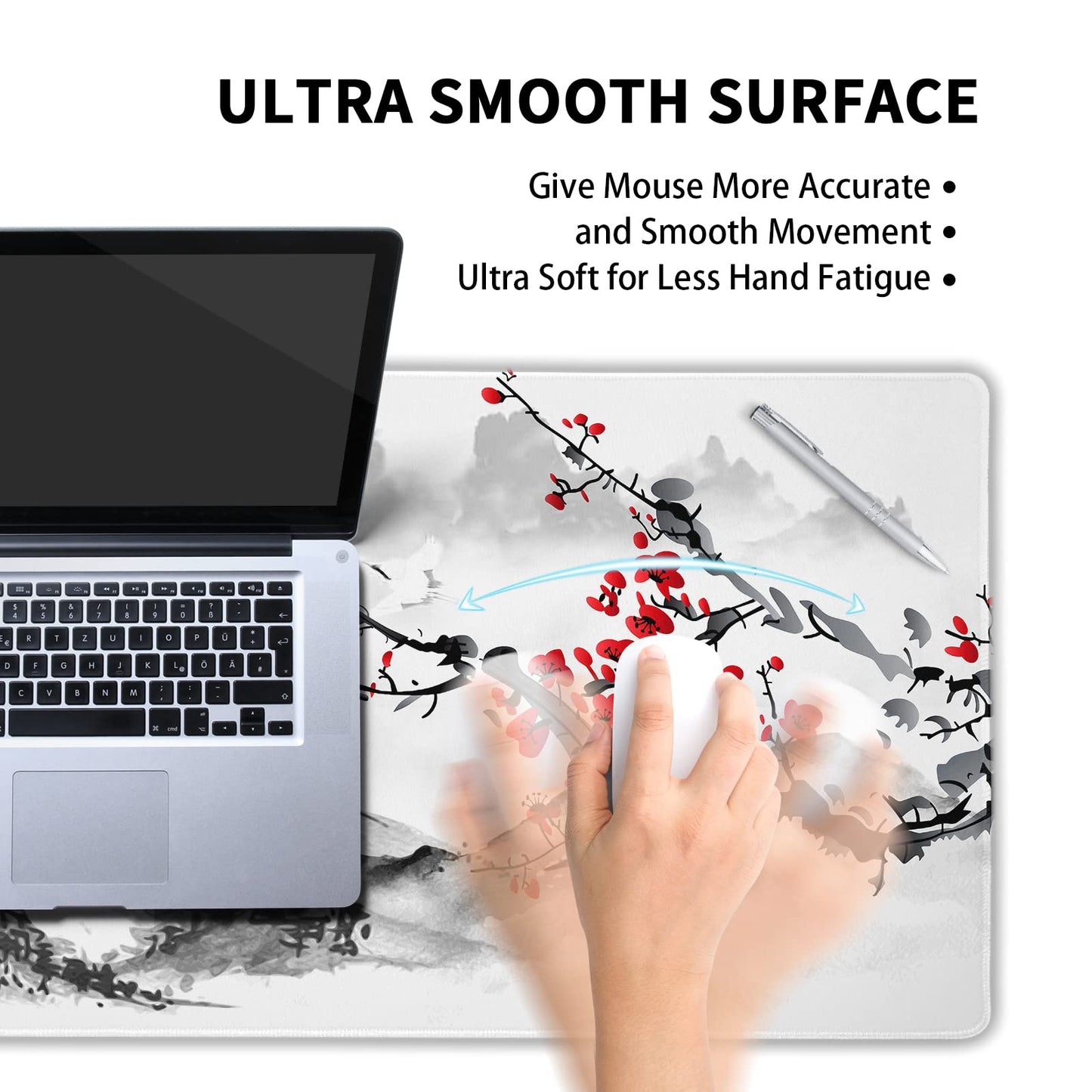 Extended Large Gaming Mouse Pad 35.4 X 15.7 Inch XXL Full Desk Japanese Art Style Cherry Blossom &