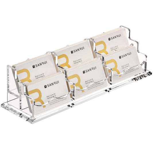 SANRUI Acrylic Business Card Holder, Clear Desk Card Display Stand 6 Slot