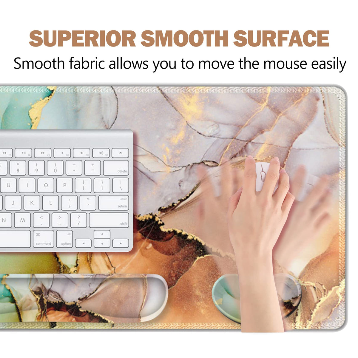 ARTSO Large Gaming Mouse Pad, Keyboard Wrist Rest Pad & Wrist Support Mousepad Set, Stitched Edge