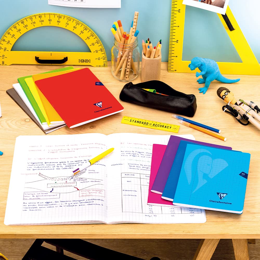 Clairefontaine 313361C A Pink Mimesys Stapled Notebook - 24x32 cm - 96 Pages Seyes Ruled - 90 g