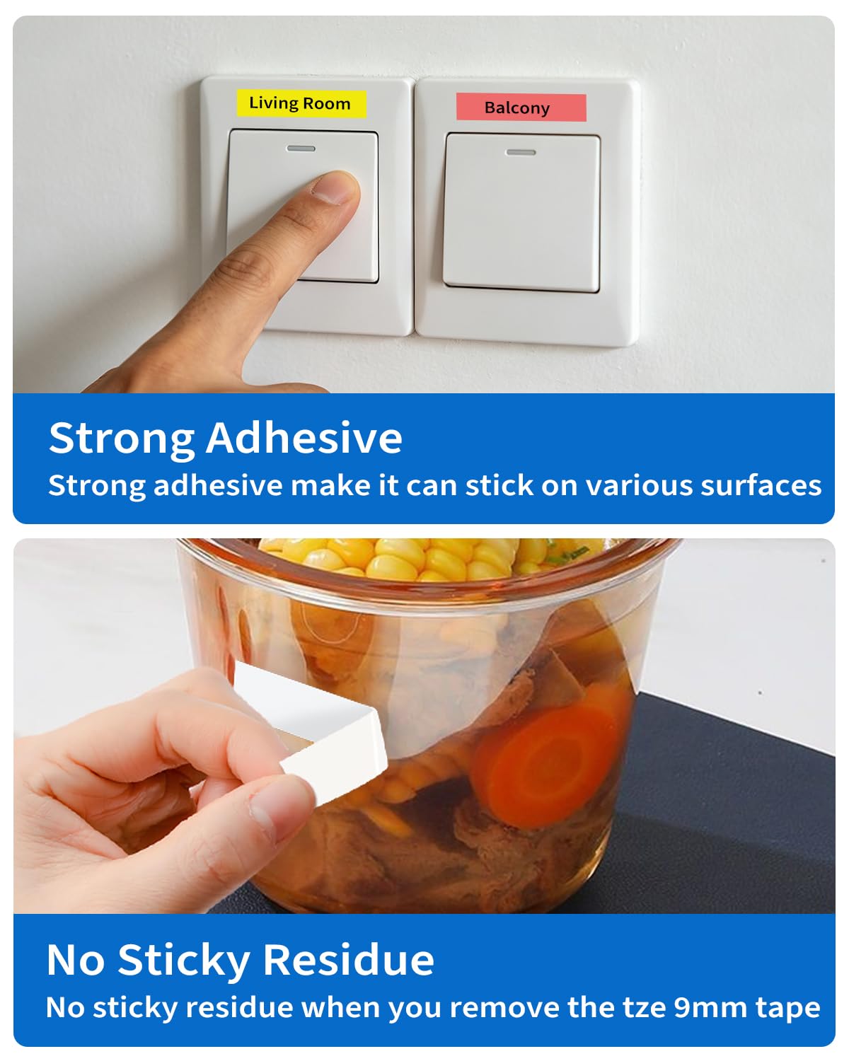 9mm 0.35 Inch Replace for Brother P Touch Label Maker Tape Refills