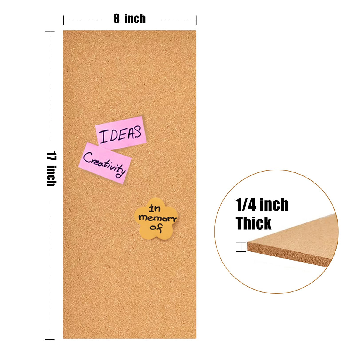 Aitakatta 17x8 Cork Board Tiles Bulletin Board, 1/4" Thick Self-Adhesive Cork Boards for Walls
