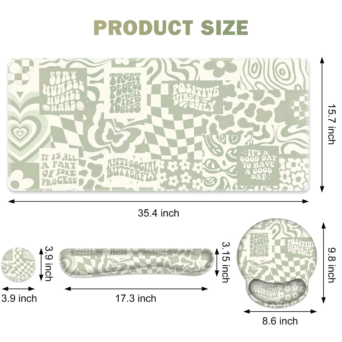 Large Desk Mat, Beige Gaming Mouse Pad, Desk Pad Protector, XXL Mousepad + Keyboard Wrist