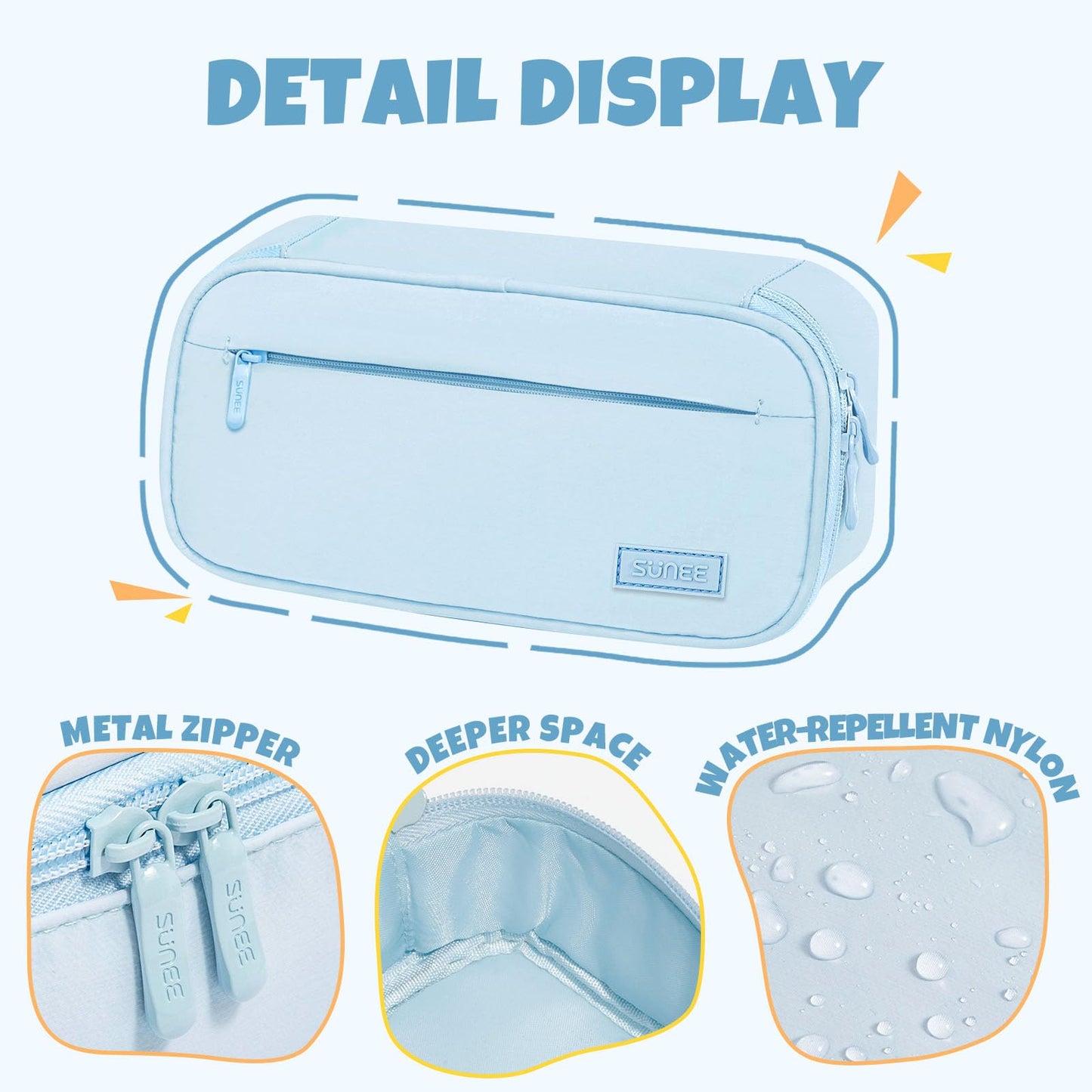 SUNEE Cute Pencil Case, Large Capacity Pencil Pouch, Big Storage Organizer for Stationery, Zipper