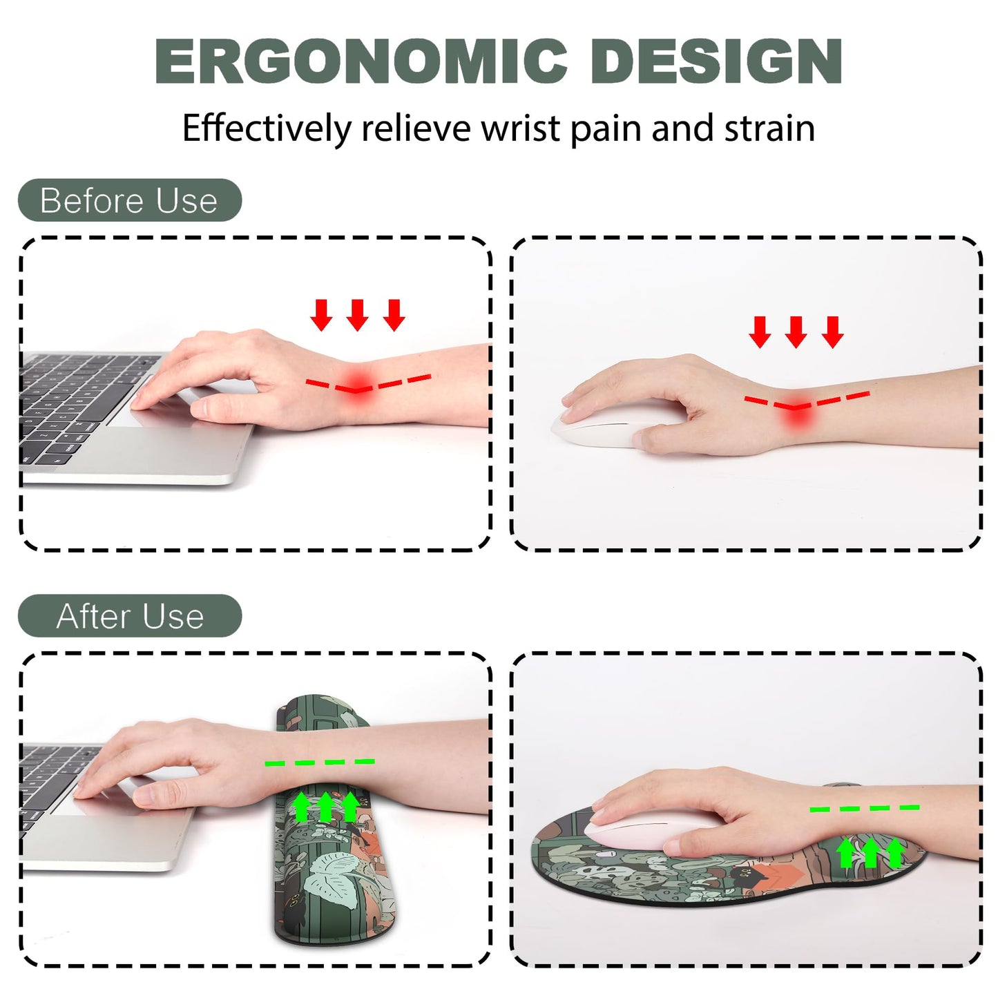 Ergonomic Mouse Pad with Wrist Rest and Keyboard Wrist Rest, Mousepad