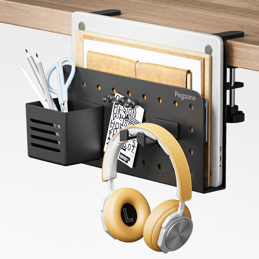 PEGZONE Desk Side Storage Organizer, Fits Flat Edge 0.4" to 2.2", Black