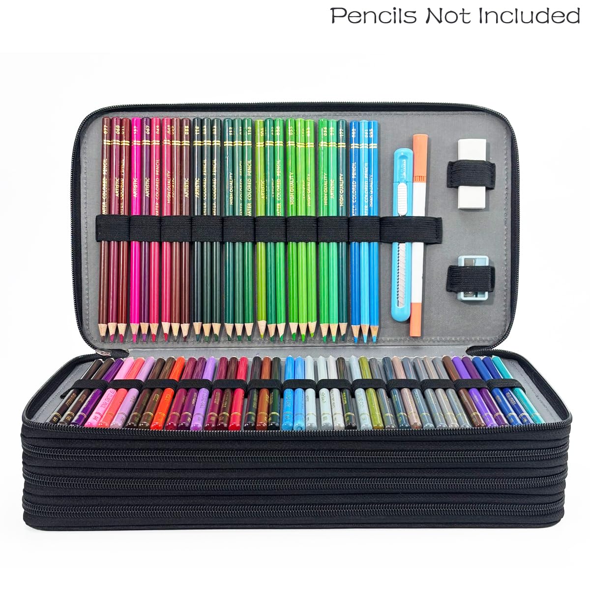 YOUNGCOL 300-Capacity Colored Pencil Case Pen Organizer(Black Floral)