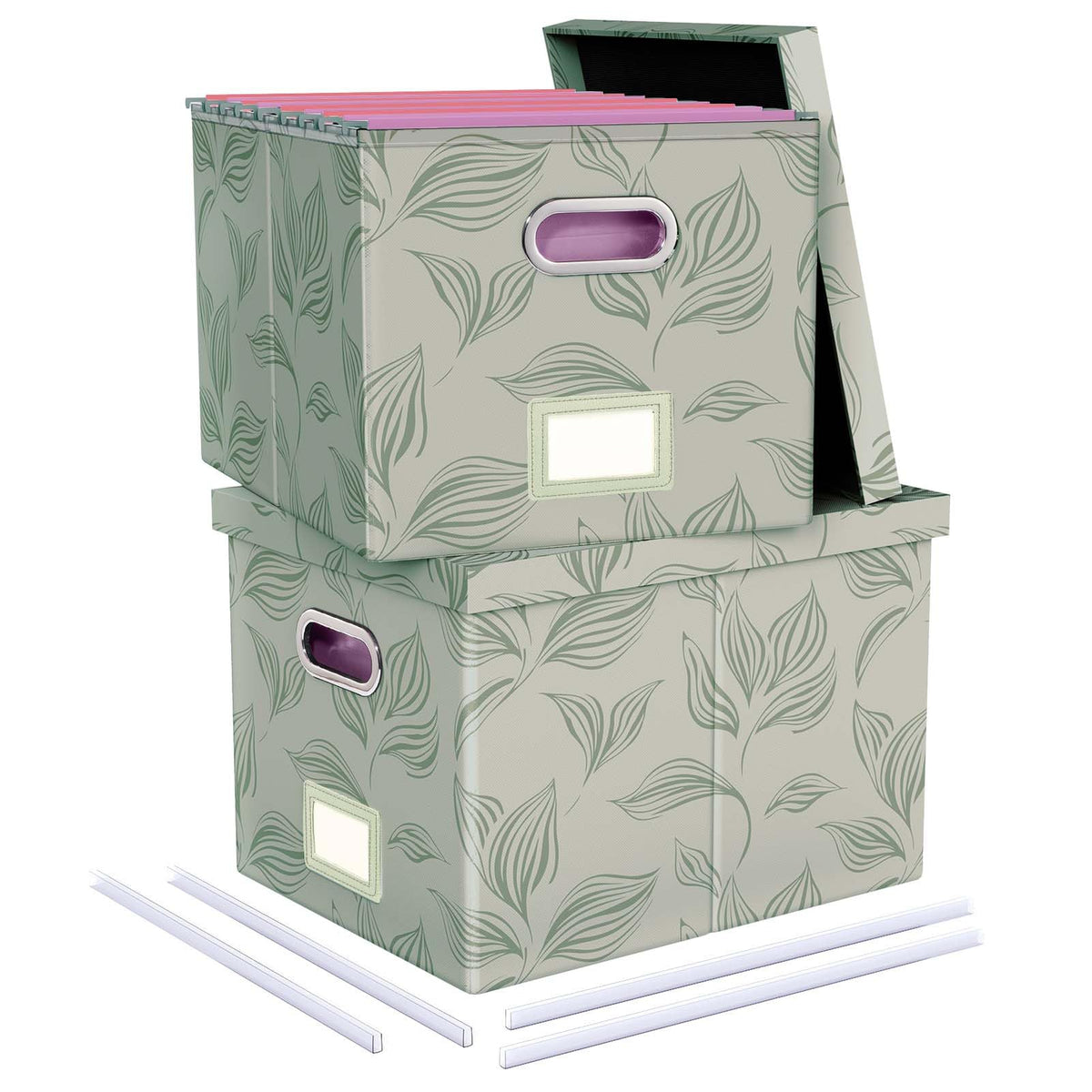 Oterri 2 Pack File Storage Organizer, Document Organizer, Portable File Box with Lid, Fit for