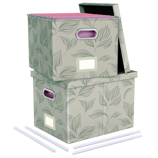 Oterri 2 Pack File Storage Organizer, Document Organizer, Portable File Box with Lid, Fit for