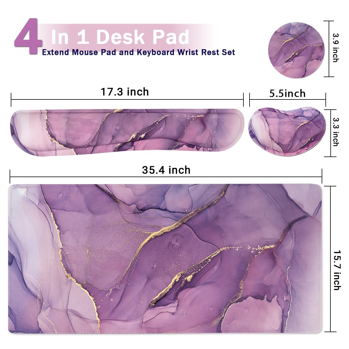 Large Keyboard Mouse Pad Set, Extended Mouse Pad+Keyboard Wrist Rest Support, Memory Foam Ergonomic