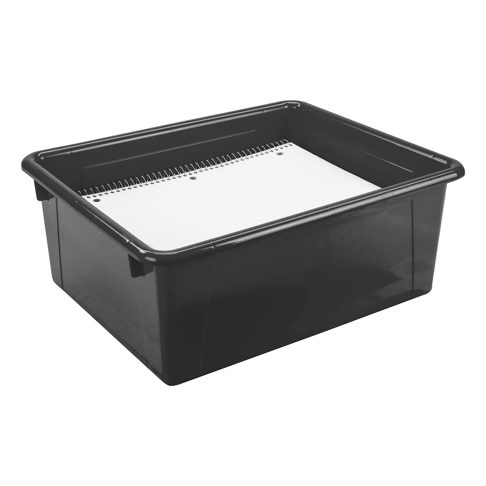 Storex Letter Size Deep Storage Tray – Organizer Bin for Classroom, Office and Home, Black, 5-Pack