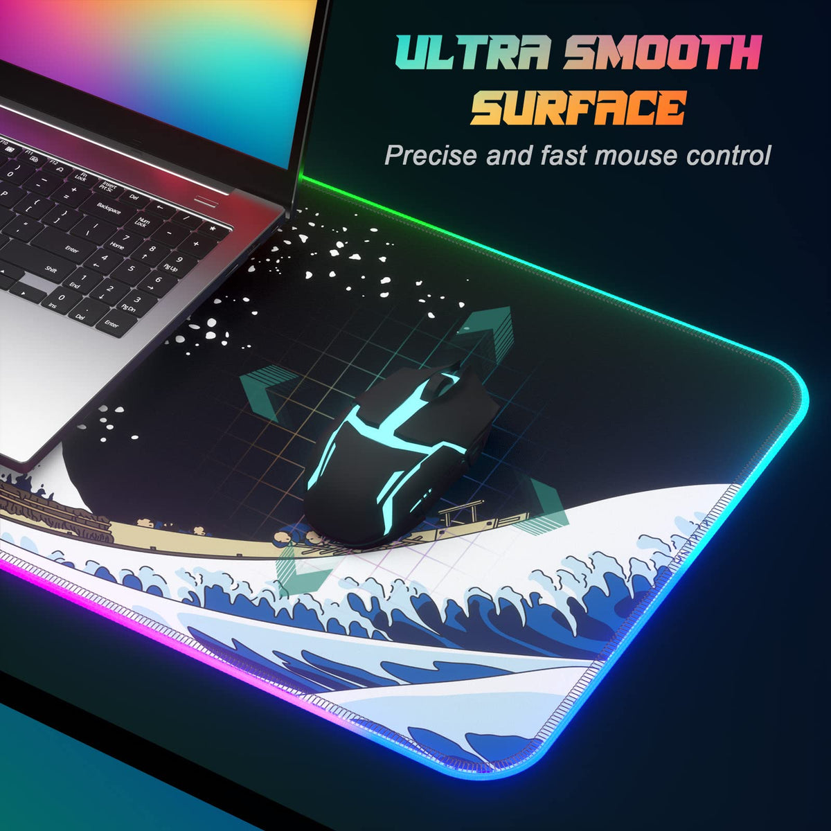 ITNRSIIET RGB Gaming Mouse Pad, Full Desk XL Extended Large Gaming Mousepad, 12 Lighting Modes 30%