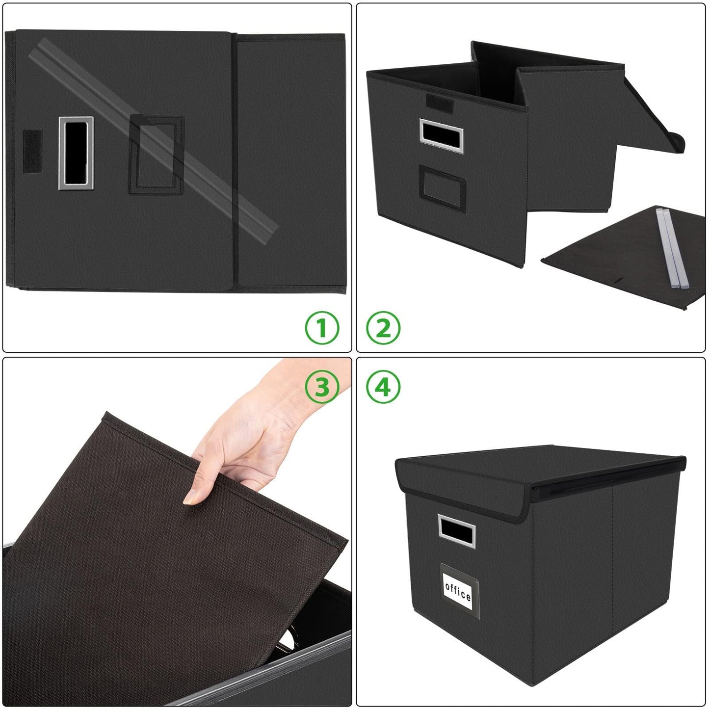 Huolewa File Organizer Box with Lids, Collapsible File Folder Organizer