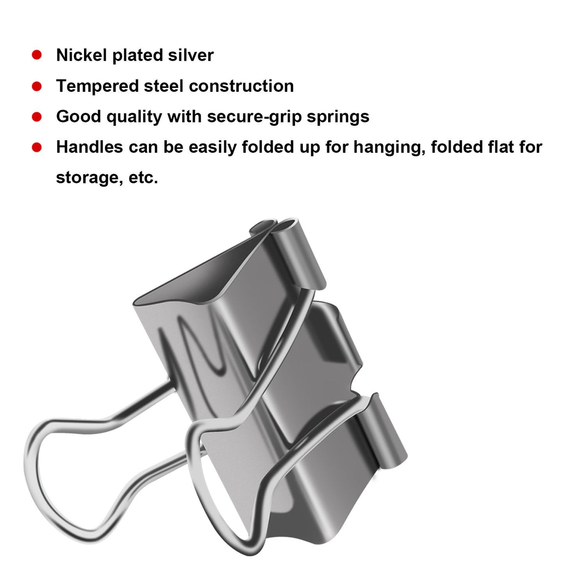 Nctinystore Binder Clips Little a bit Smaller Than Medium Clips Metal Clamp 1-in / 25-mm (Silver