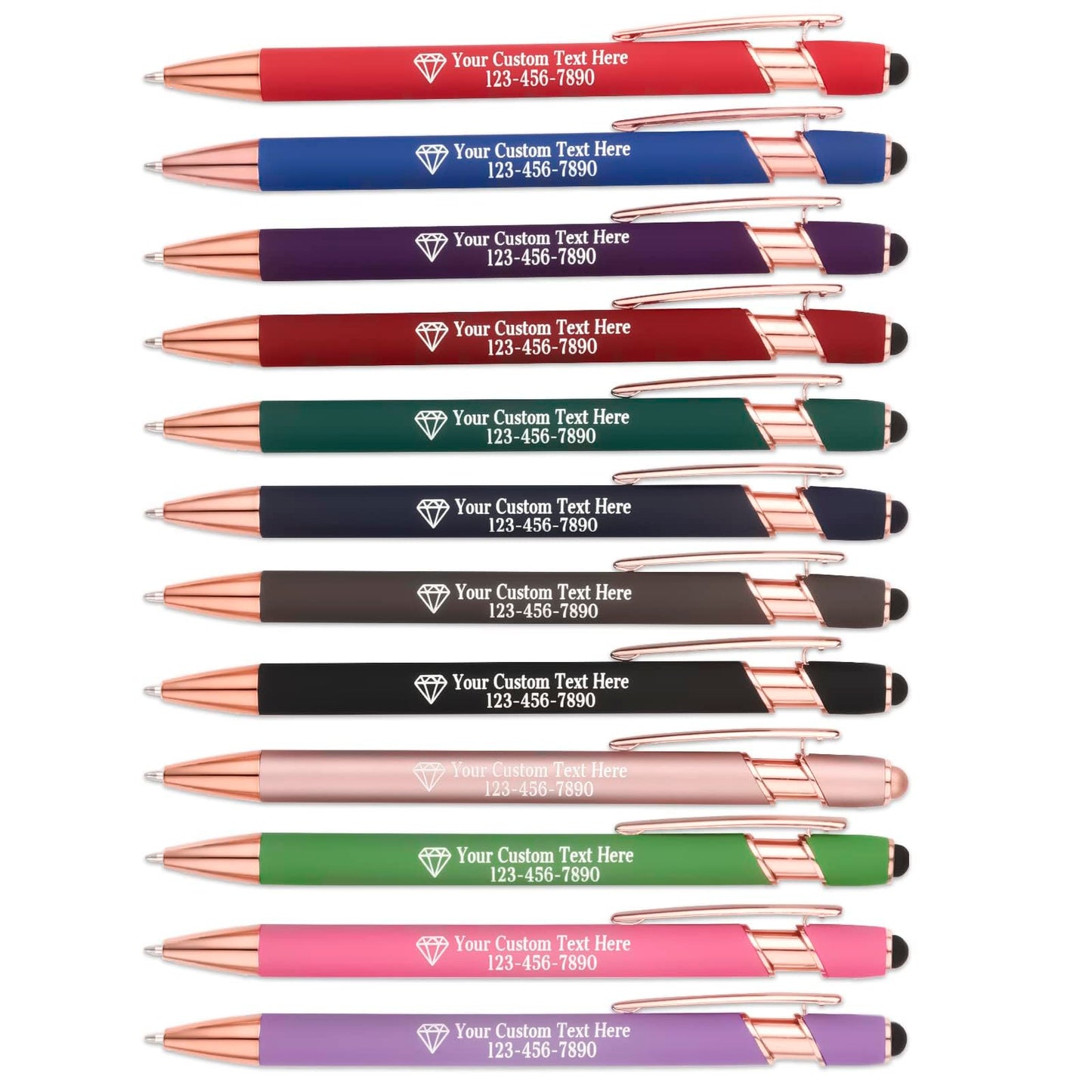NGTSFLY 12 pcs Personalized Pens with Name or Logo Black Ink Custom Ballpoint Pen with Free