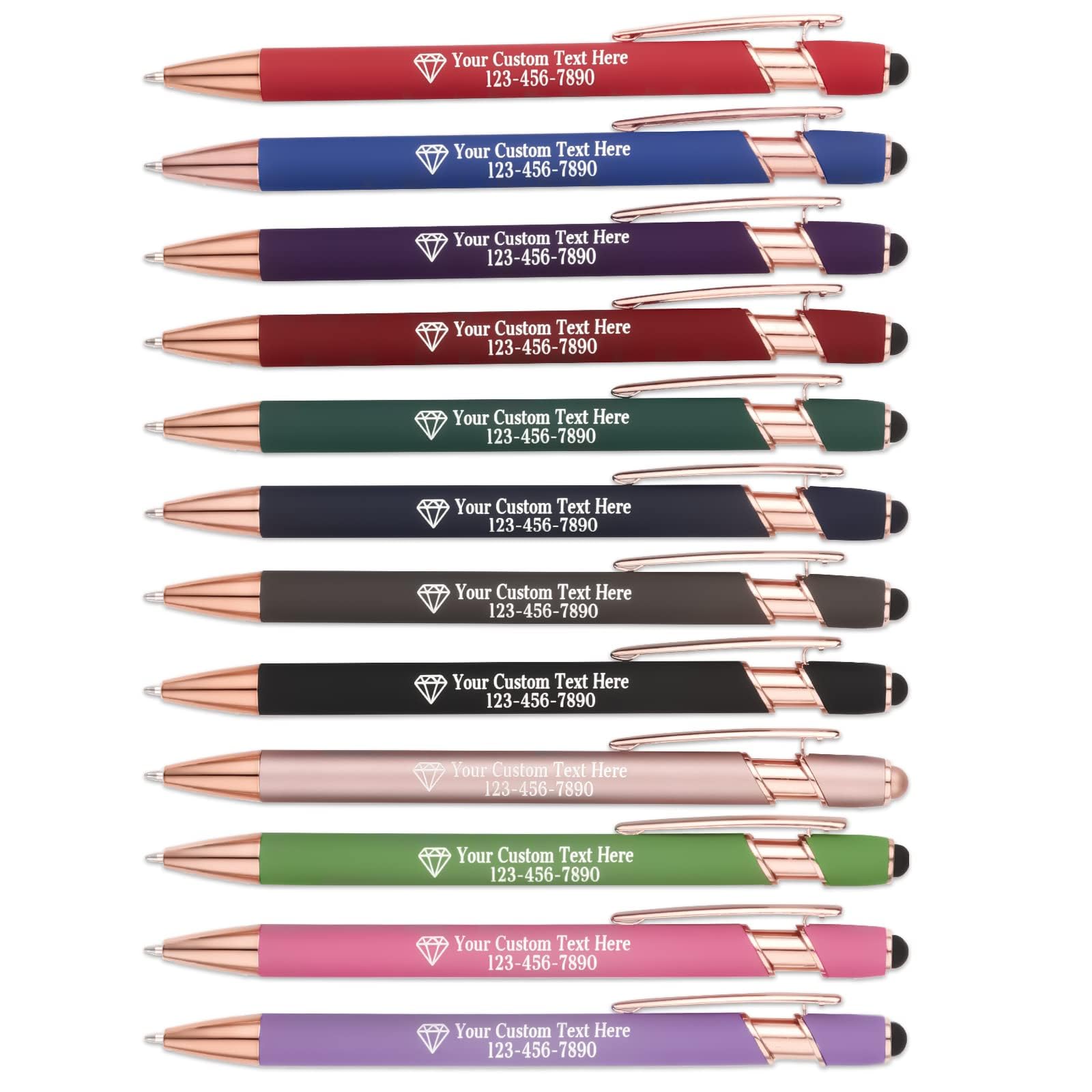 NGTSFLY 12 pcs Personalized Pens with Name or Logo Black Ink Custom Ballpoint Pen with Free