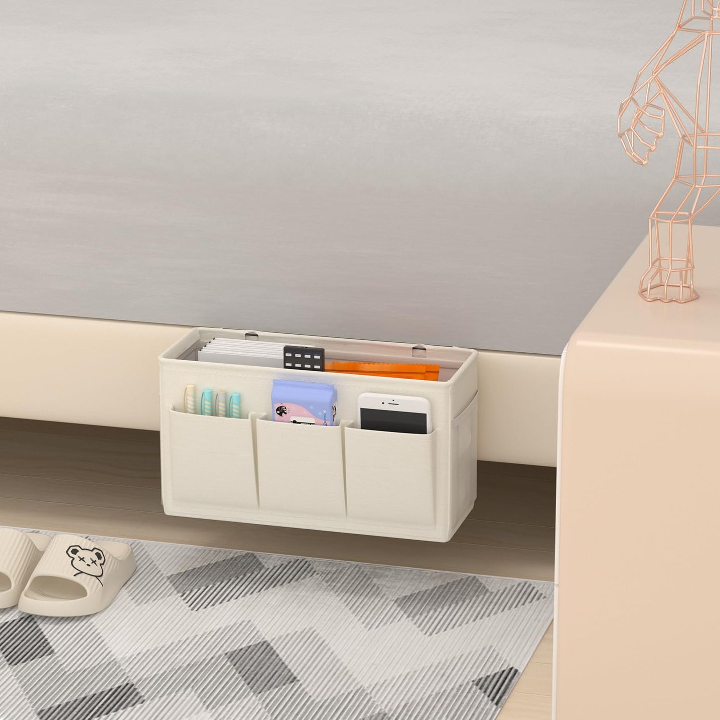 Bedside Caddy Storage Organizer for Bed Rails, Bed Caddy with 6 Pockets