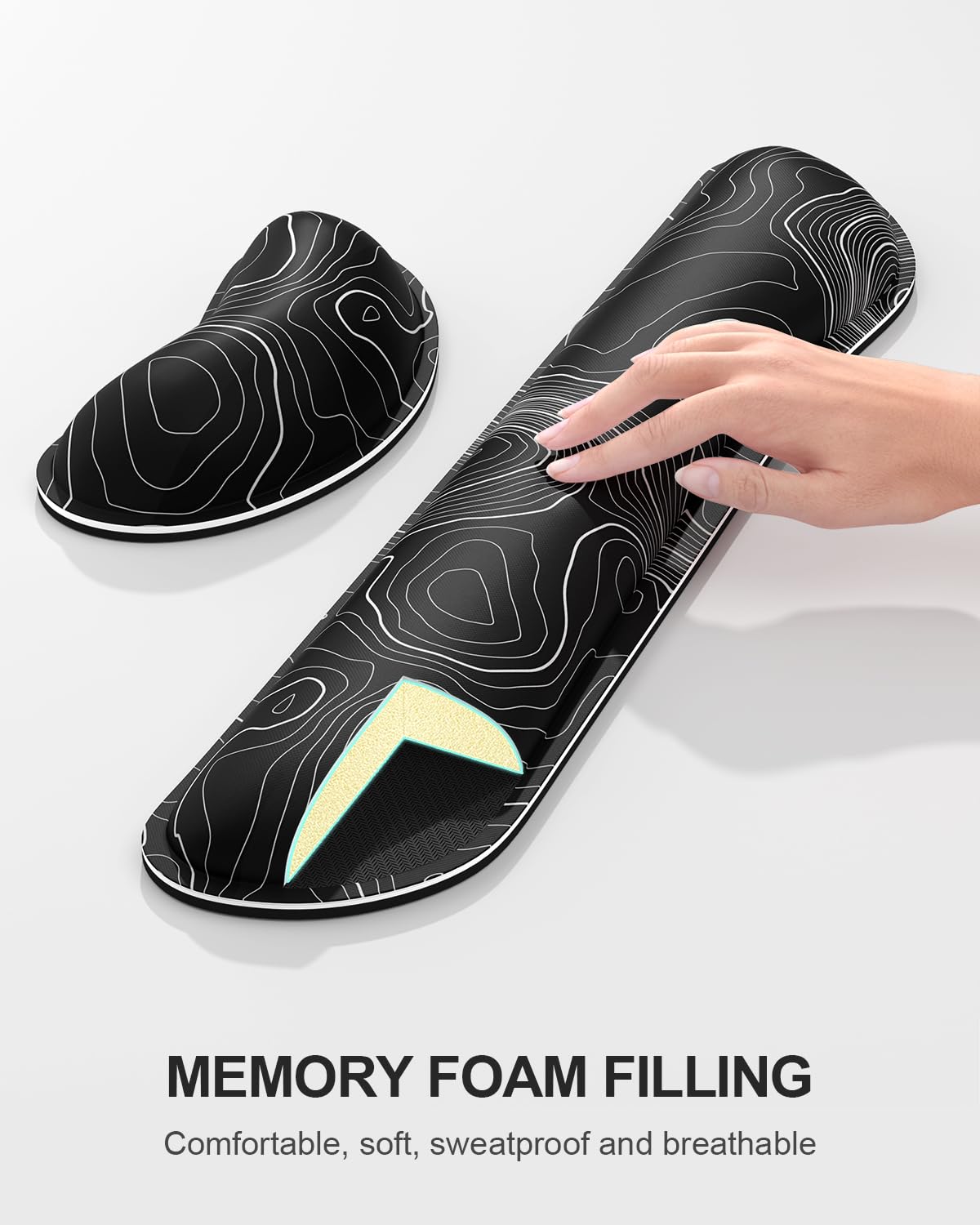 Auhoahsil Large Mouse Pad with Wrist Rests for Keyboard & Mouse, Thick Soft Ergonomic Memory Foam