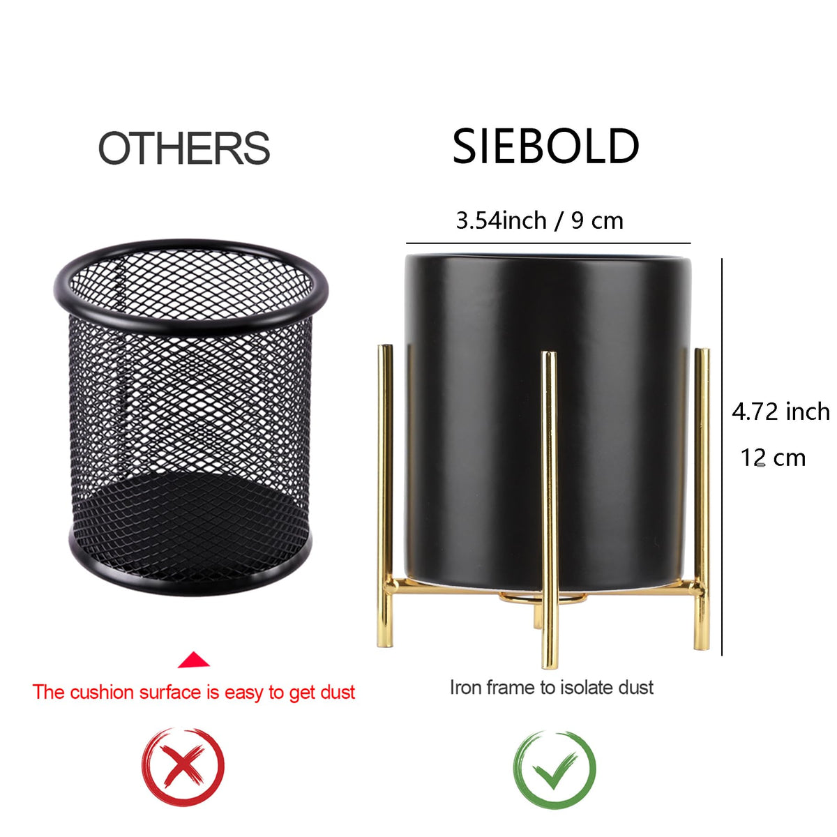 SIEBOLD Sturdy Pen Holder Simple and elegant for Desk Matte Pencil Holder Ceramic Cute Desktop