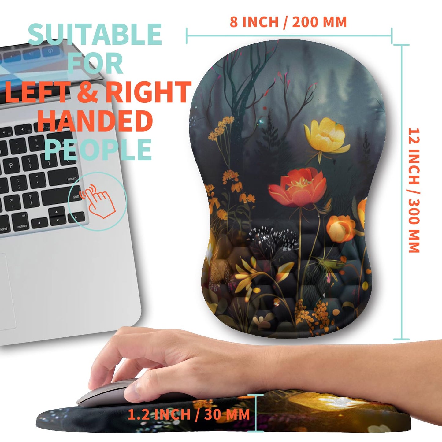 Kuosgm Ergonomic Mouse Pad Wrist Support with Memory Foam Massage Bulge, Carpal Tunnel Pain Relief